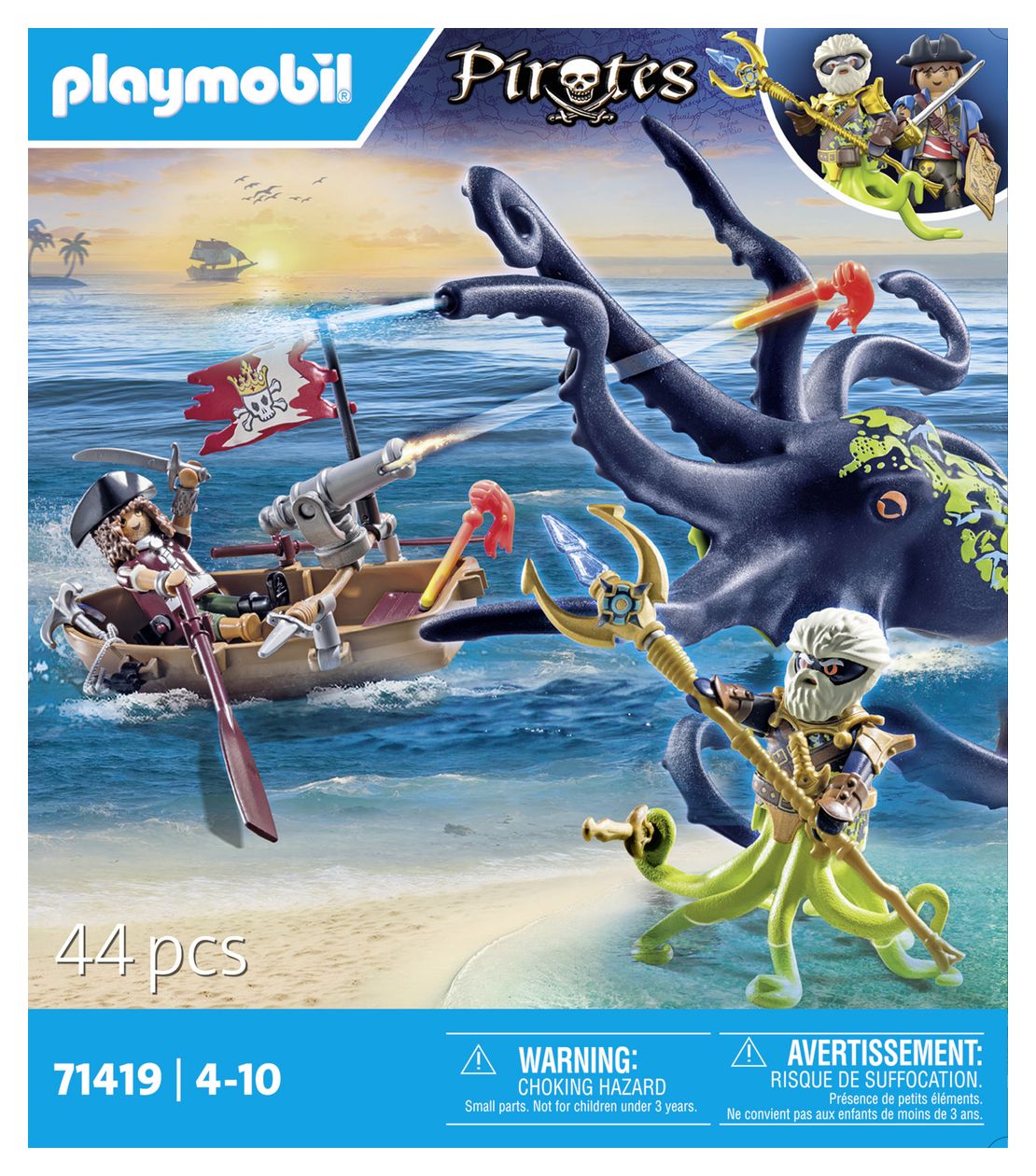 Pirates Kampf gegen den Riesenoktopus Spielset 9 Teile  (Mehrfarbig) 