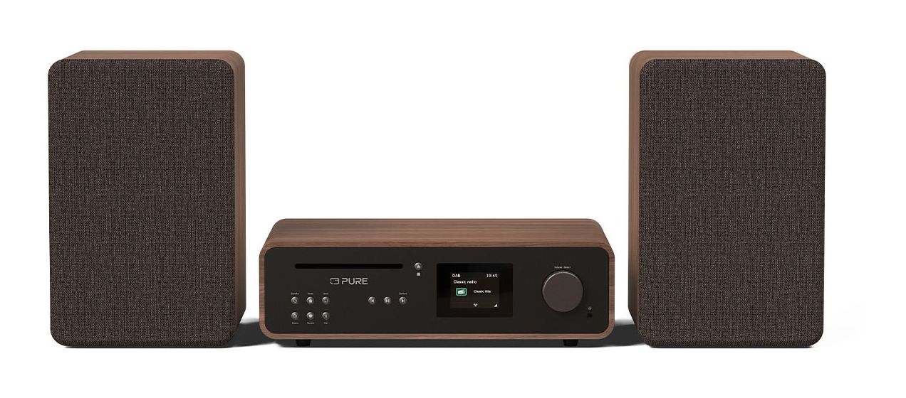Classic Stereo Heim-Audio-Mikrosystem DAB, DAB+, FM 50 W Bluetooth  (Schwarz, Walnuss) 