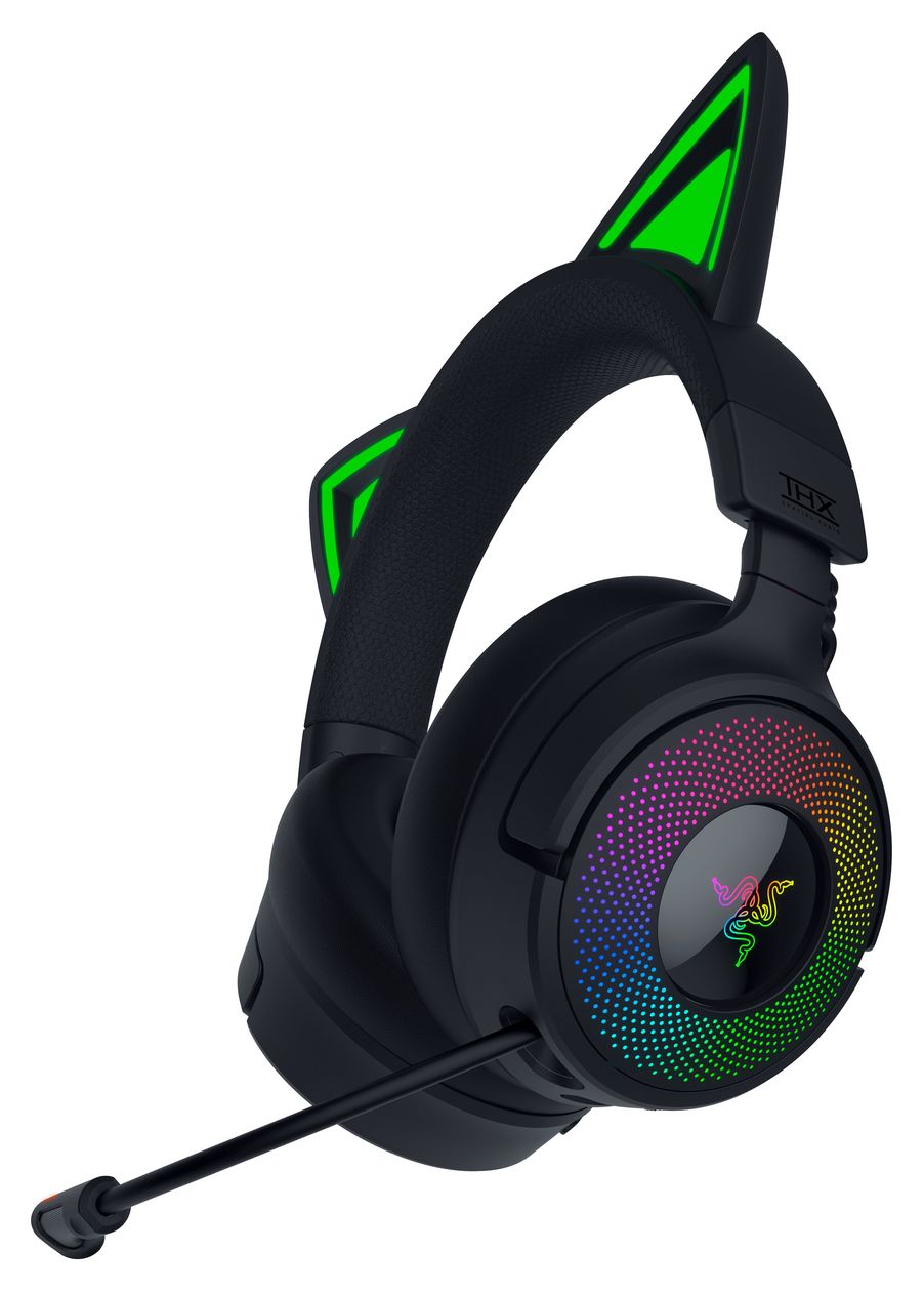 Kraken Kitty V3 Pro Over Ear Bluetooth Kopfhörer kabelgebunden&kabellos USB Typ-A  (Schwarz) 
