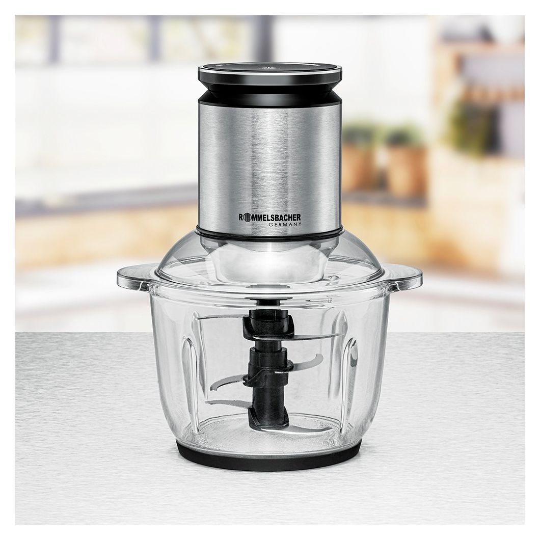 MZ600 Zerkleinerer 600 W 6 Klingen 2 l Glas Behälter  (Schwarz, Edelstahl) 