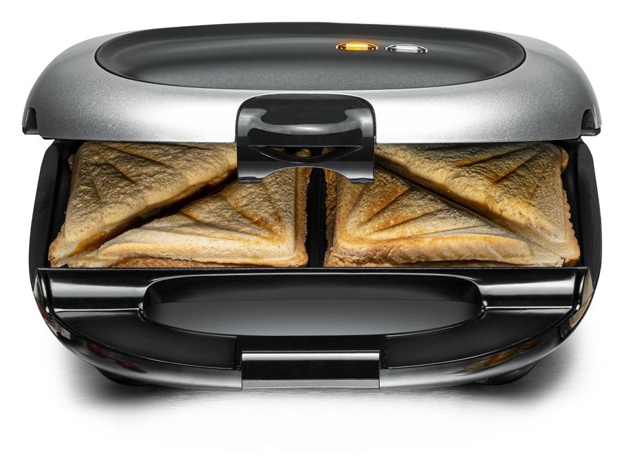 ST1000 Sandwichmaker 1000 W für 4 Sandwiches  (Schwarz, Silber) 