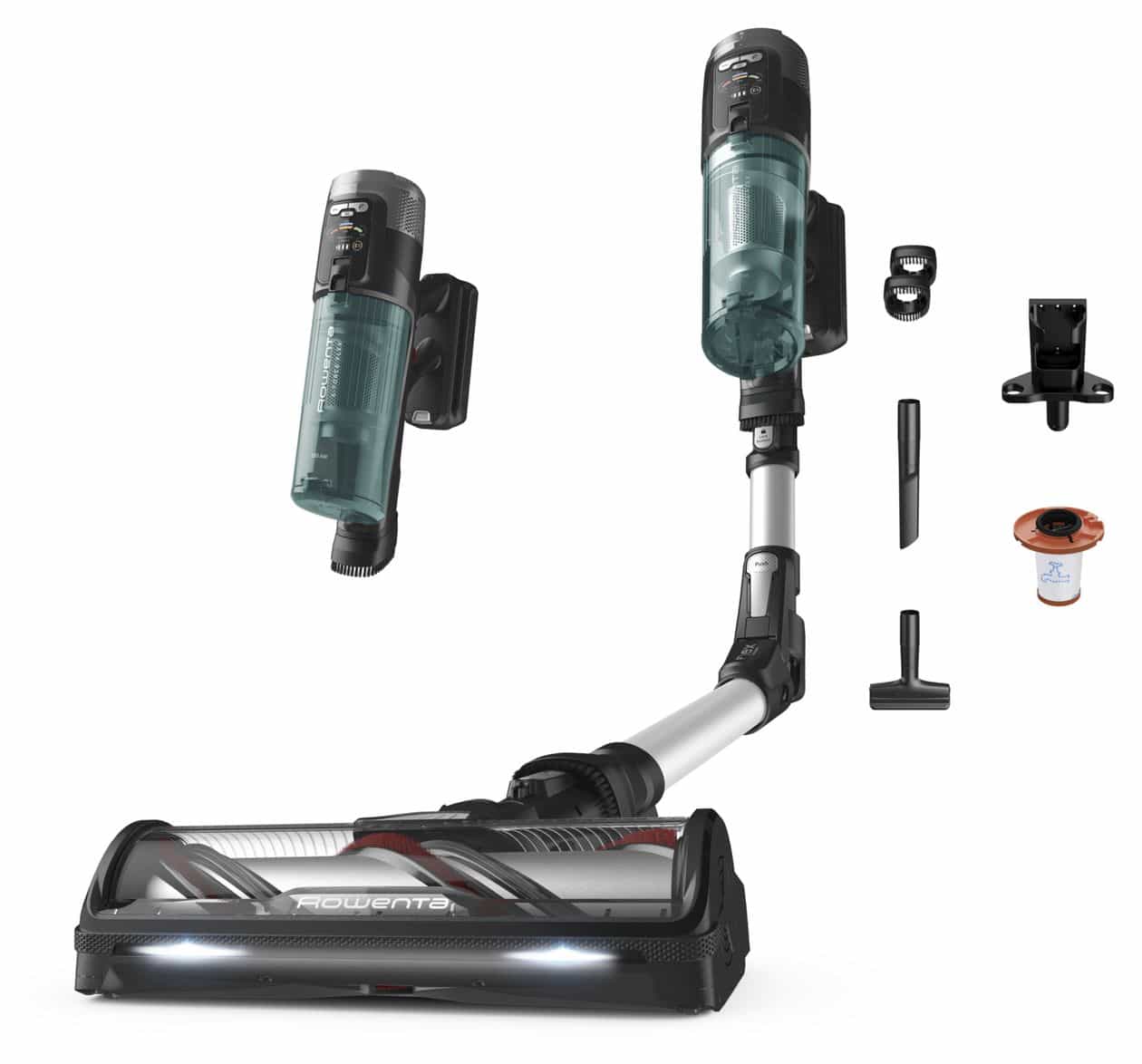 RH9A32 X-Force Flex 13.60 Allergy Handstaubsauger Beutellos bis 60 min Laufzeit  (Aluminium, Grün) 
