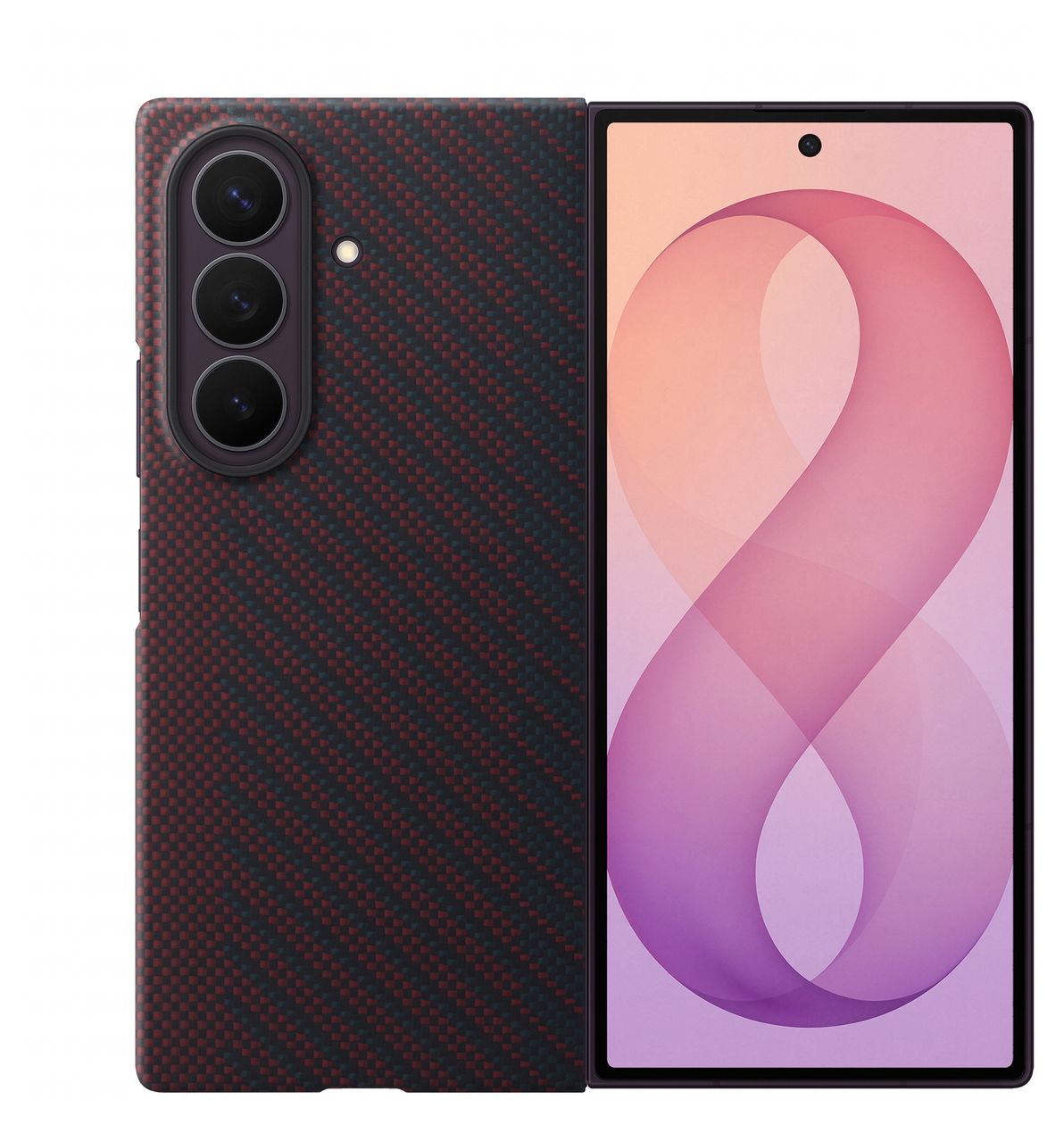 Carbon Magnet Case Cover für Samsung Z Fold8  (Rot) 