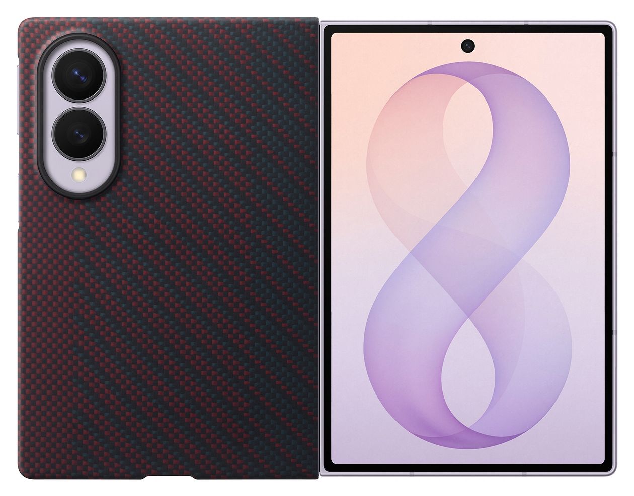 Carbon Magnet Case Cover für Samsung Z Fold8  (Rot) 