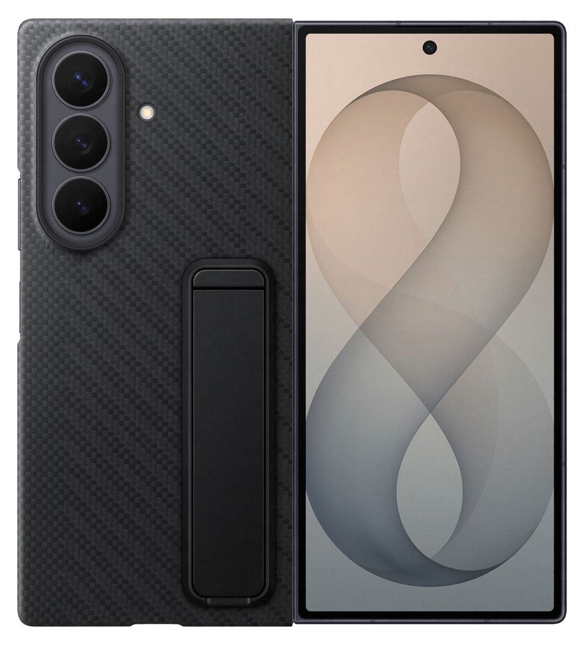 Carbon Standing Case Cover für Samsung Z Fold8  (Schwarz) 