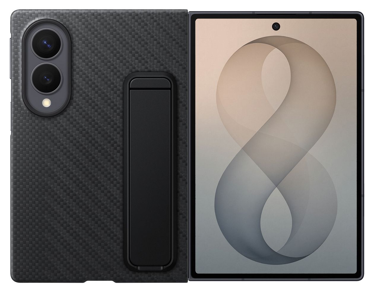 Carbon Standing Case Cover für Samsung Z Fold8  (Schwarz) 