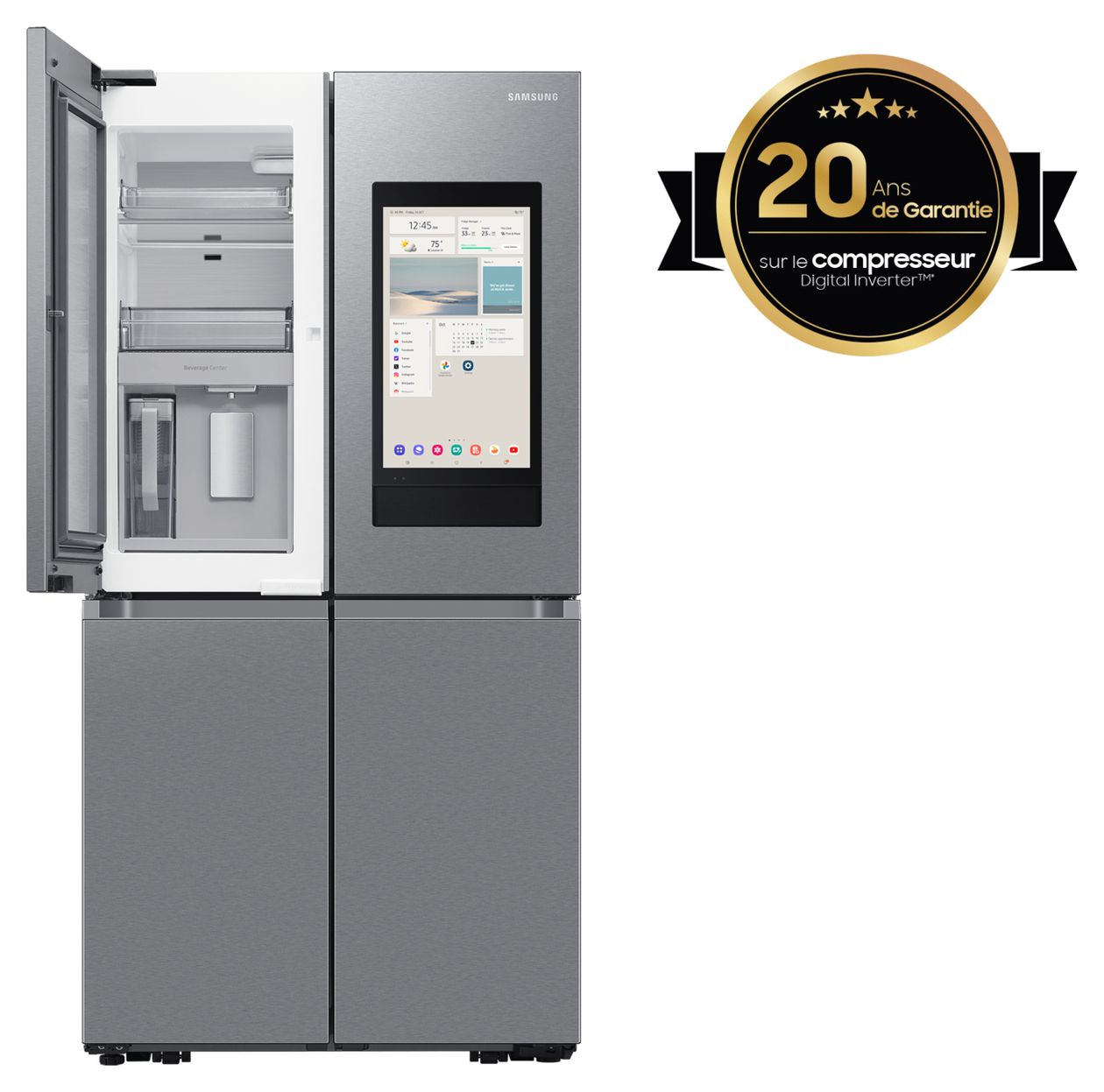 RF65DG9H0ESR Side-by-Side Kühl-/ Gefrierkombination French Door 386 l / 250 l 365 kWh NoFrost 1830 mm x 912 mm  (Edelstahl) 