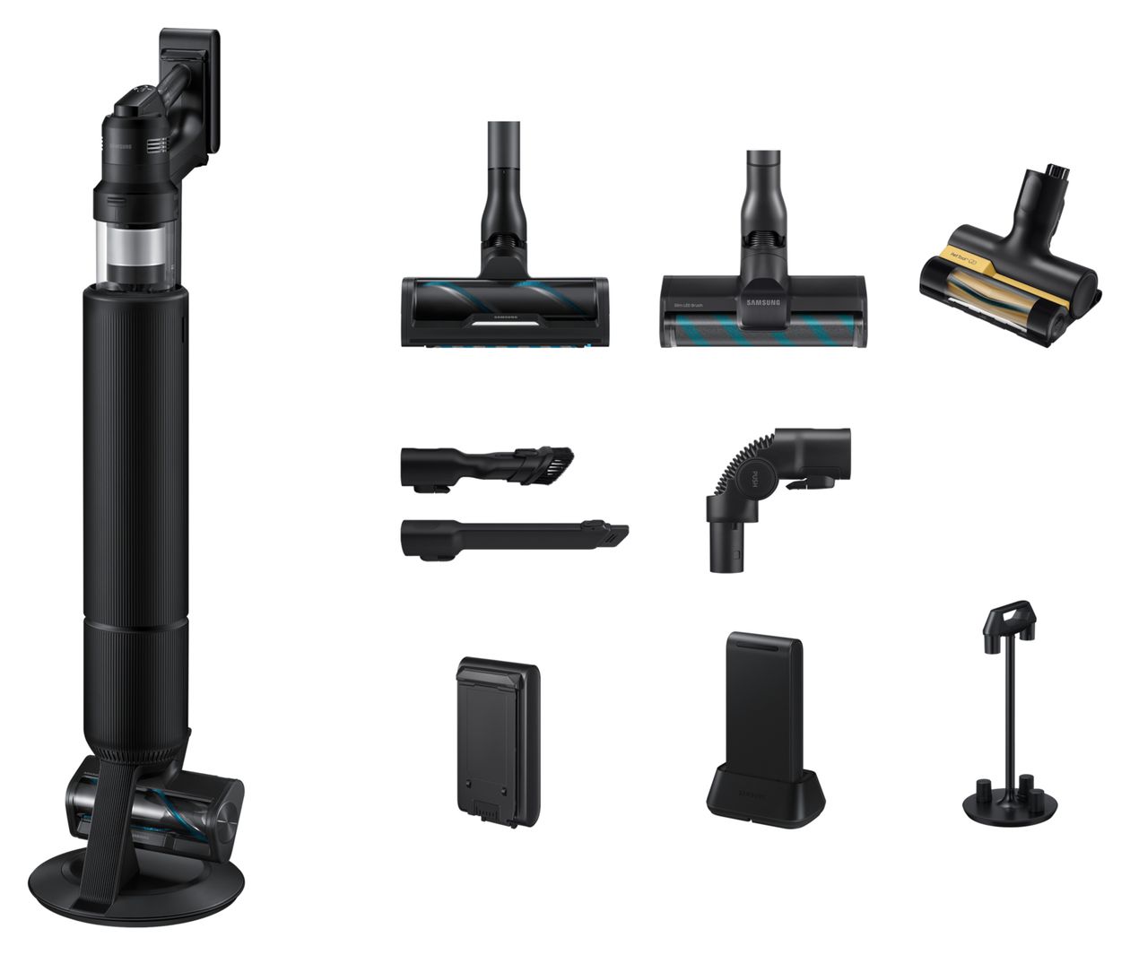 VS90F40EEK Bespoke AI Jet Ultra Akku+ CompleteClean Handstaubsauger mit Staubbeutel bis 160 min Laufzeit 25,2 V HEPA  (Schwarz) 