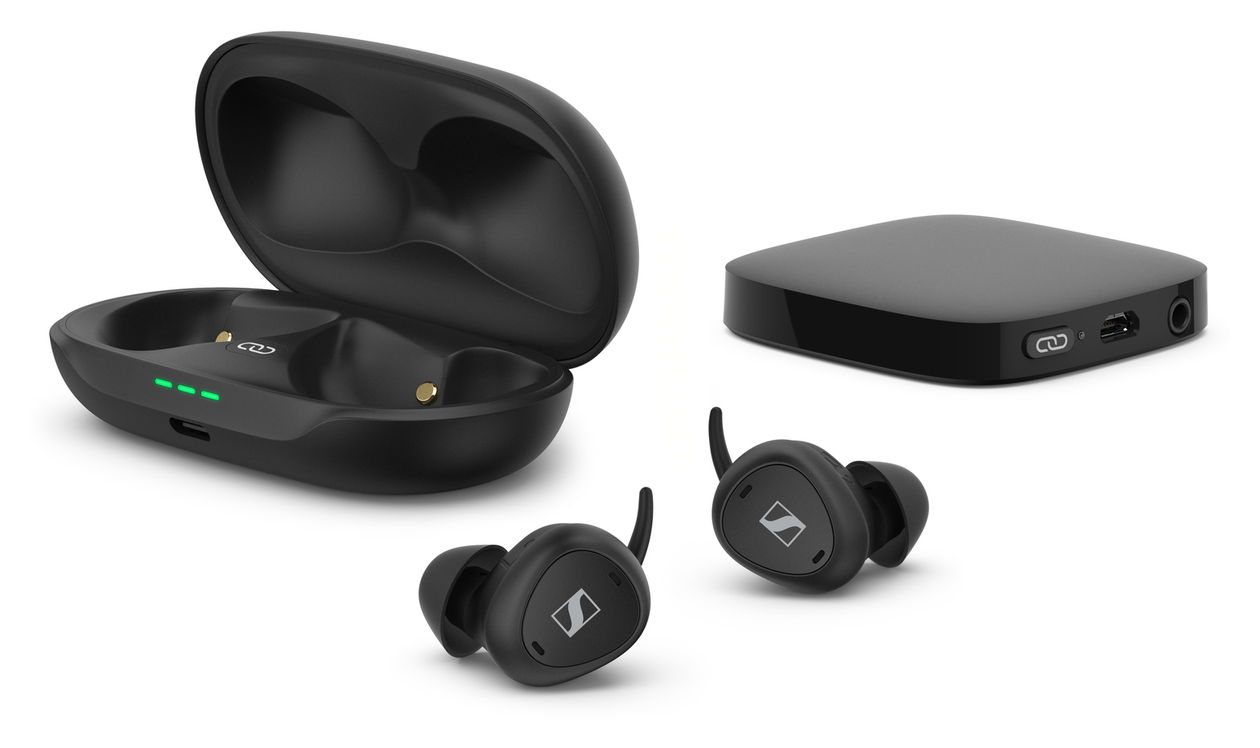 TV Clear Set mit TV Connector In-Ear Kopfhörer kabellos TWS  (Schwarz) 