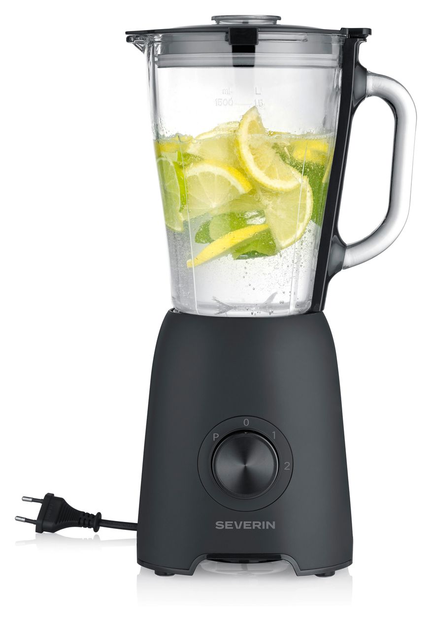 SM3724 1,5 l Standmixer 2 Geschwindigkeiten 600 W (Schwarz, Transparent) 