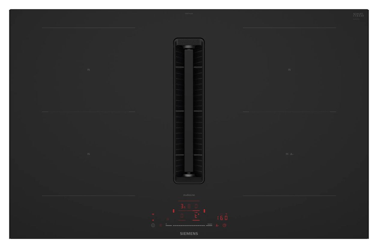 iQ500 ED87BHGA6 (ED87BHQ26E + HZ9VDSB4) autarkes 80 cm Induktionskochfeld 4 Kochzonen mit integriertem Dunstabzug 