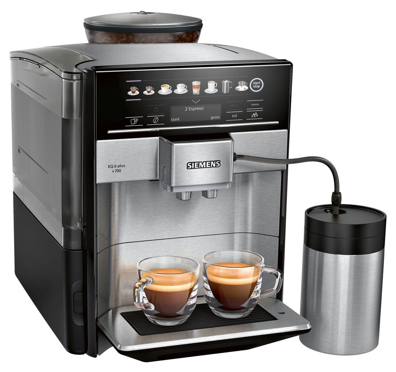 EQ6 TE657M03DE plus s700 Kaffeevollautomat 19 bar 1,7 l 300 g AutoClean  (Schwarz, Edelstahl) 