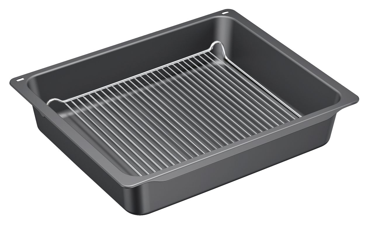 HZ633070 Profipfanne mit Rost - 81 x 455 x 375 mm - Pyrolyse geeignet, spülmaschinengeeignet 