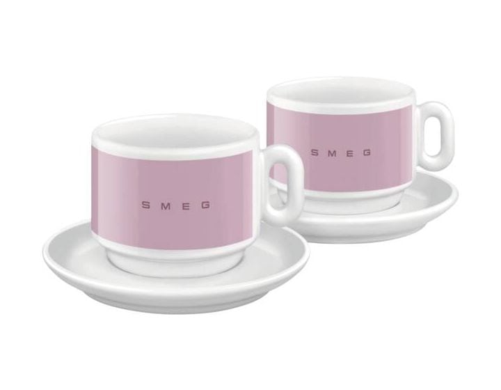 CCSF01PK Cappuccino-Tassen 2er Set Tasse  (Weiß/Pink) 