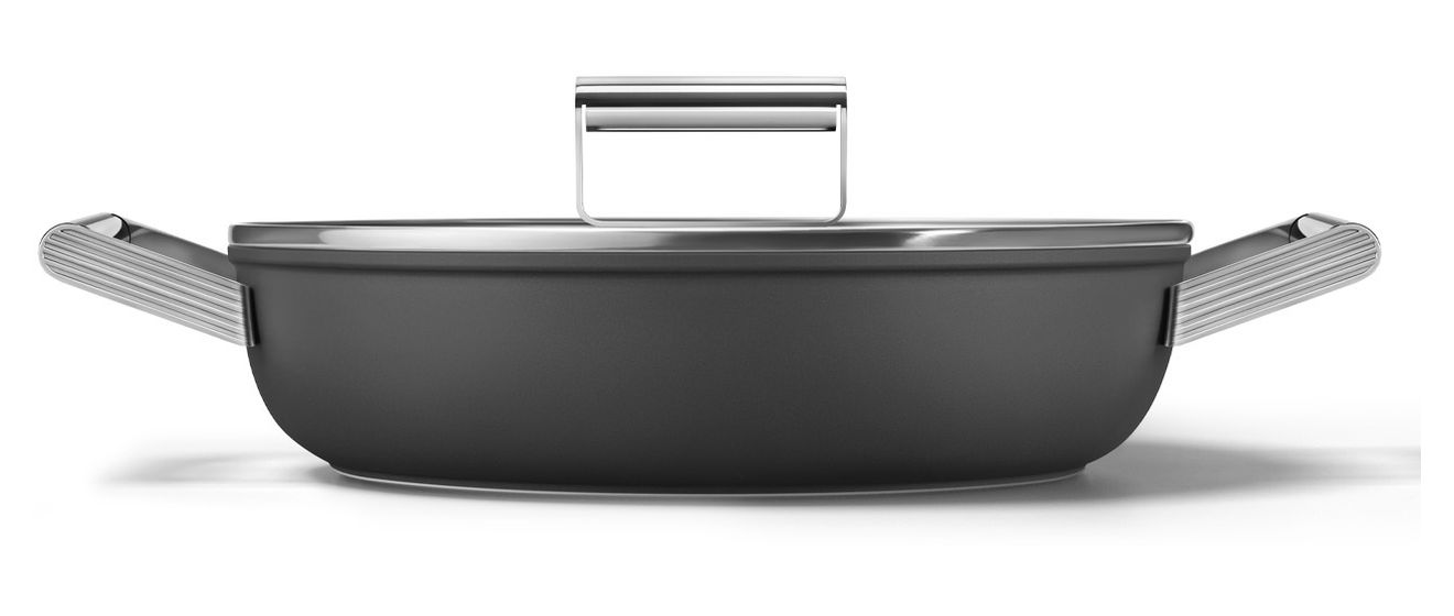 DPF2812BLM Schmorpfanne 50's Style 28 cm Keramik beschichtet für alle Herdplatten und Backöfen bis 250° mit Glas-Deckel 