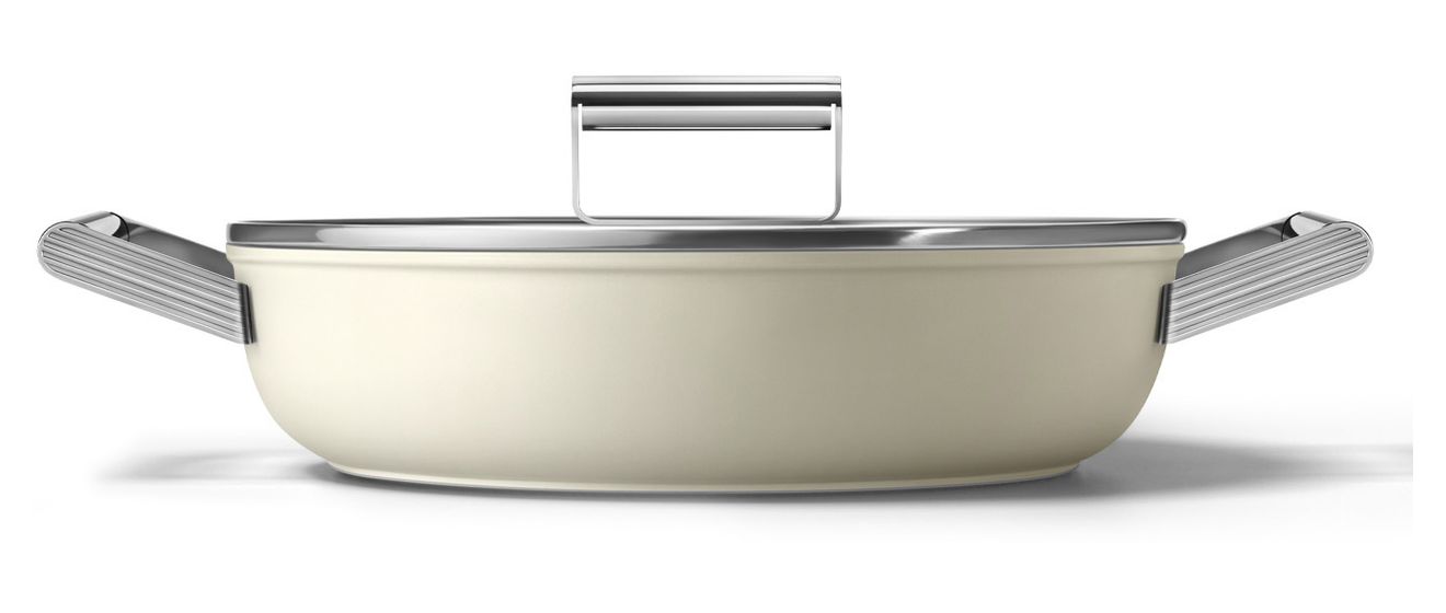 DPF2812CRM Schmorpfanne 50's Style 28 cm Keramik beschichtet für alle Herdplatten und Backöfen bis 250° mit Glas-Deckel 