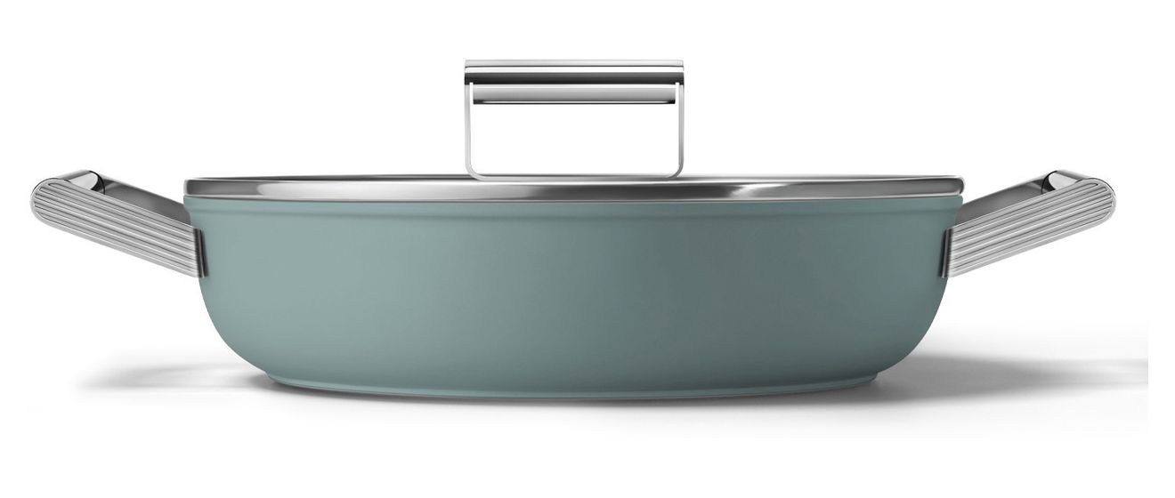 DPF2812EGM Schmorpfanne 50's Style 28 cm Keramik beschichtet für alle Herdplatten und Backöfen bis 250° mit Glas-Deckel 