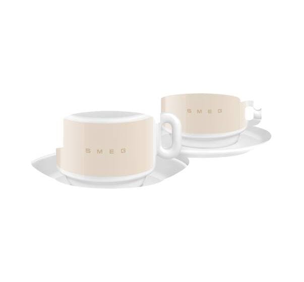 ECSF01CR Espresso-Tassen 2er Set Tasse  (Weiß/Cremefarben) 