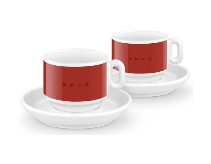 ECSF01RD Espresso-Tassen 2er Set Tasse  (Weiß/Rot) 