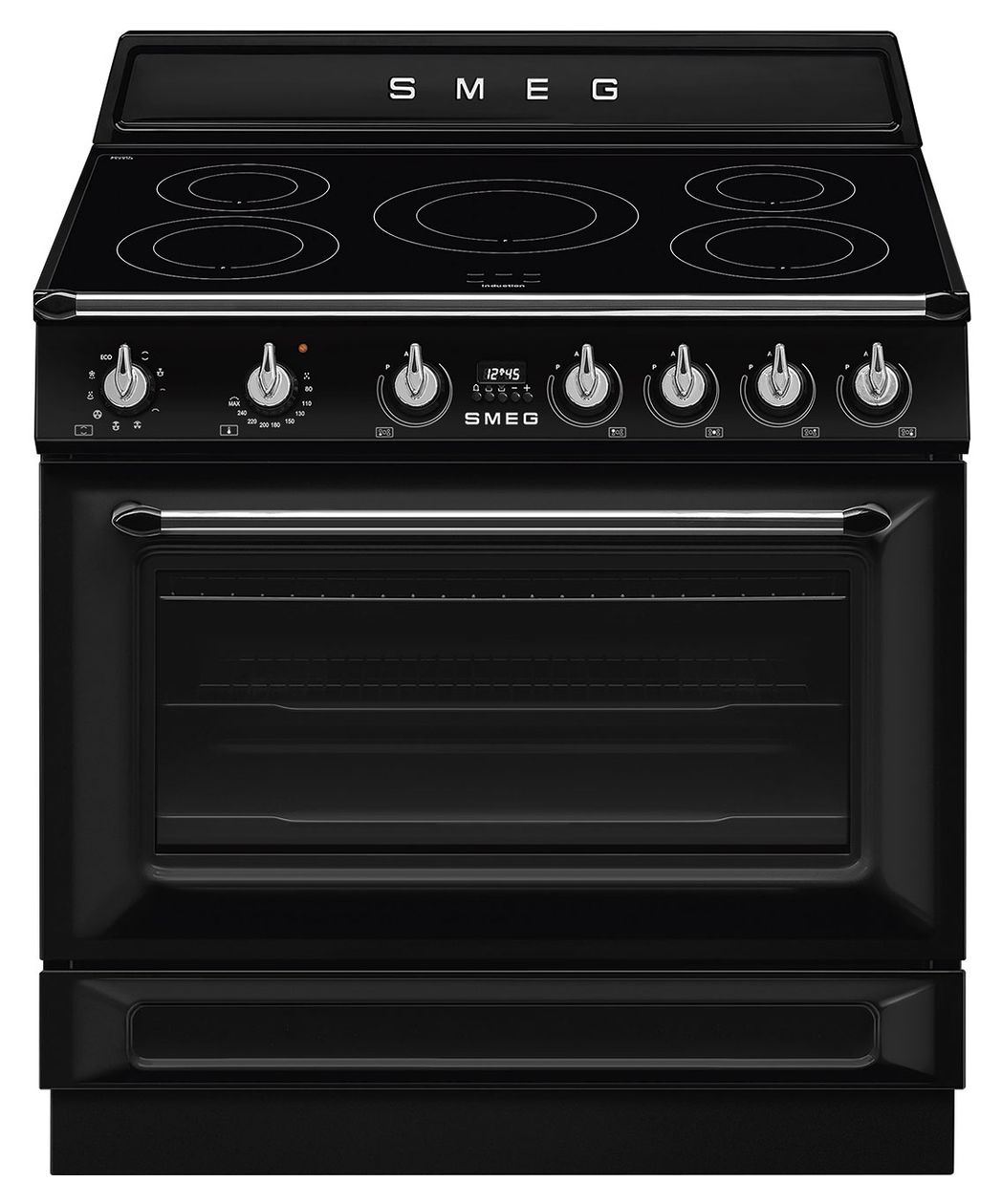 TR90IMBL Range Cooker (Kochherd) Elektro 115 l Zweikreis-Grill mit variabler Rate 9 Beheizungsarten AutoClean mit Induktions Kochfeld 