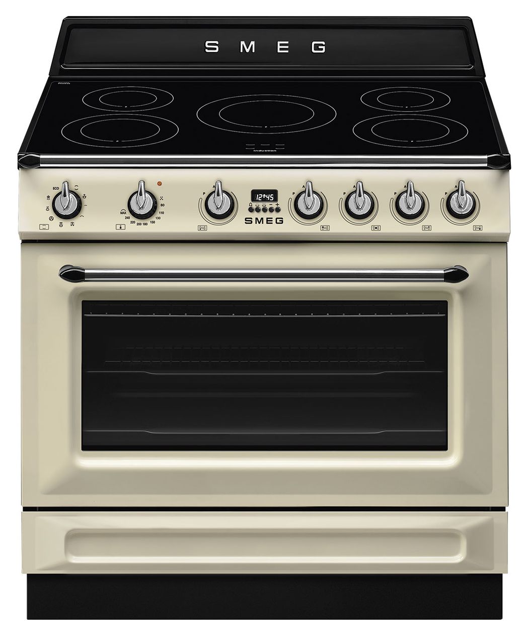 TR90IMP Freistehender Herd Elektro 115 l Zweikreis-Grill mit fester Rate 9 Beheizungsarten AutoClean mit Induktions Kochfeld 