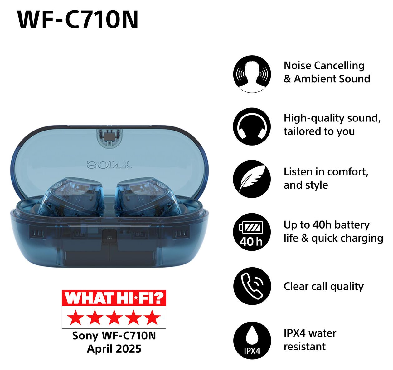 WF-C710NL In-Ear Bluetooth Kopfhörer Kabellos TWS IPX4 USB Typ-C  (Blau) 