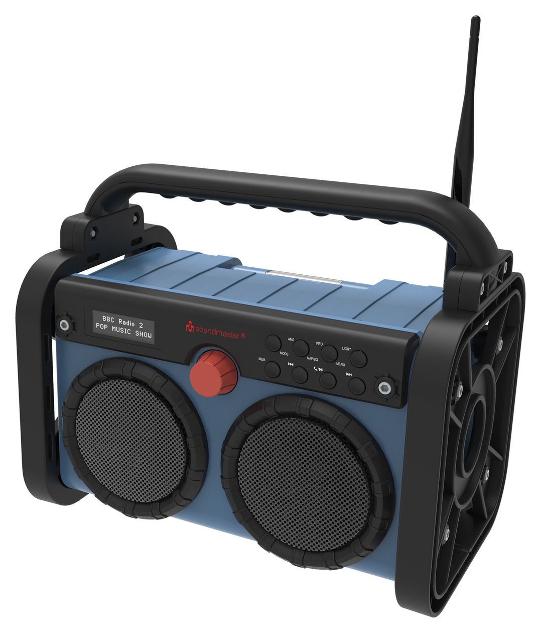 DAB85BL Bluetooth DAB+, FM Radio Tragbar Staubresistent, Spritzwassergeschützt IP44  (Schwarz, Blau) 