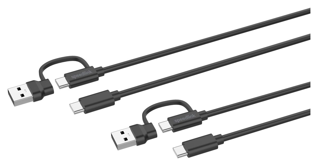SL-460101-BK Rundkabel USB A/USB C auf USB C Männlich 3 m  (Schwarz) 