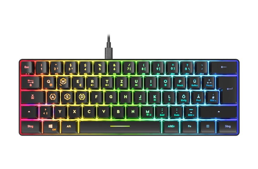 SL-670014 RGB-LED Gaming Tastatur RF kabellos + USB  (Schwarz) 
