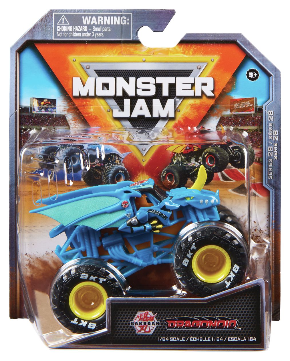 Monster Jam Original Monster Jam Truck mit Stunt-Hindernis im Maßstab 1:64 (Sortierung mit verschiedenen Designs, Zufallsauswahl) 