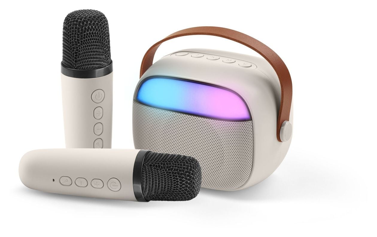 Karaoke Mini 5 W Bluetooth Lautsprecher Laufzeit bis 8 h  (Weiß) 