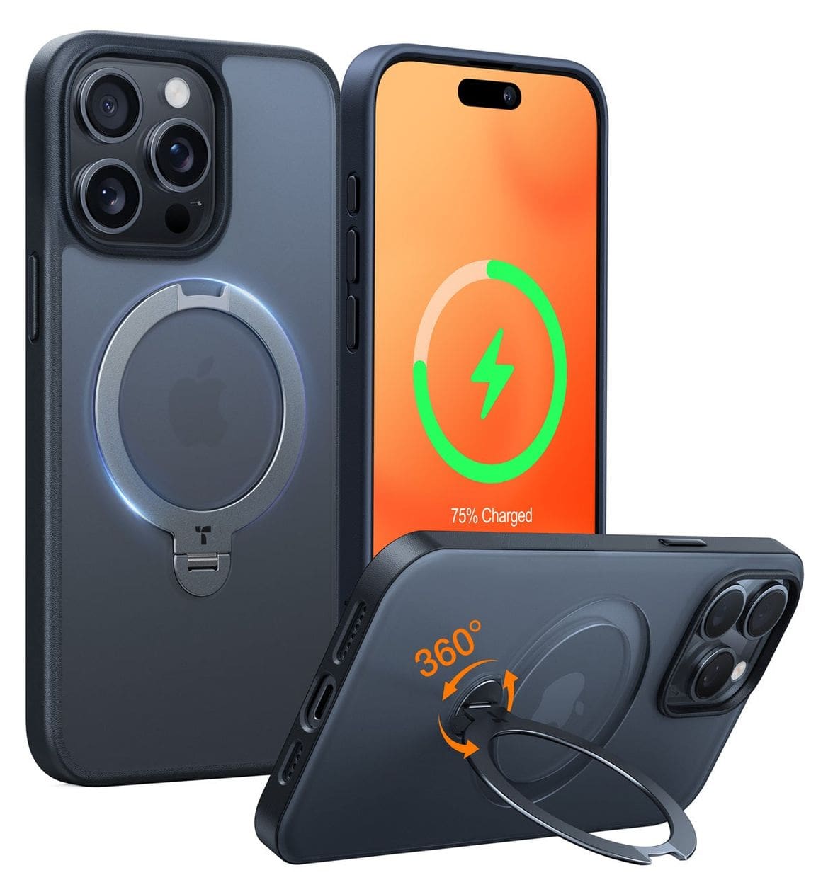Ostand Q3 Spin Cover für Apple iPhone 14 Pro  (Schwarz) 