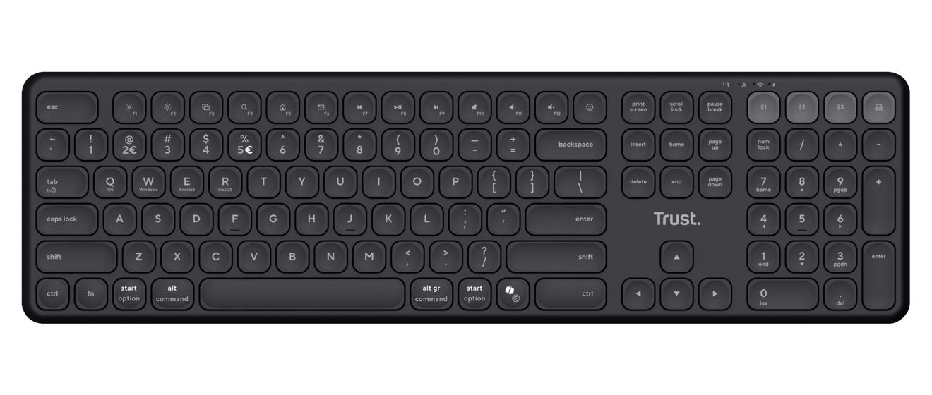 Vaiya Heimbüro Tastatur RF Wireless + Bluetooth 2.4 GHz  (Schwarz) 