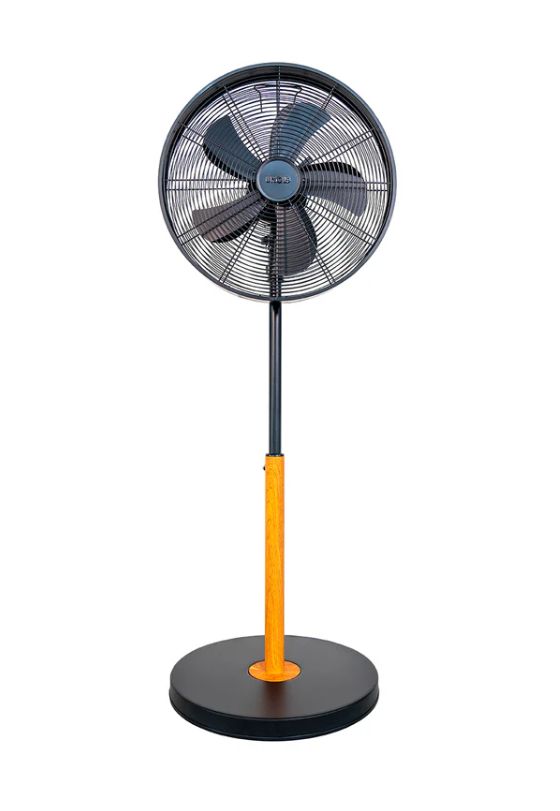 Black Steel Ventilator Stand neigbar  (Schwarz, Holz) 