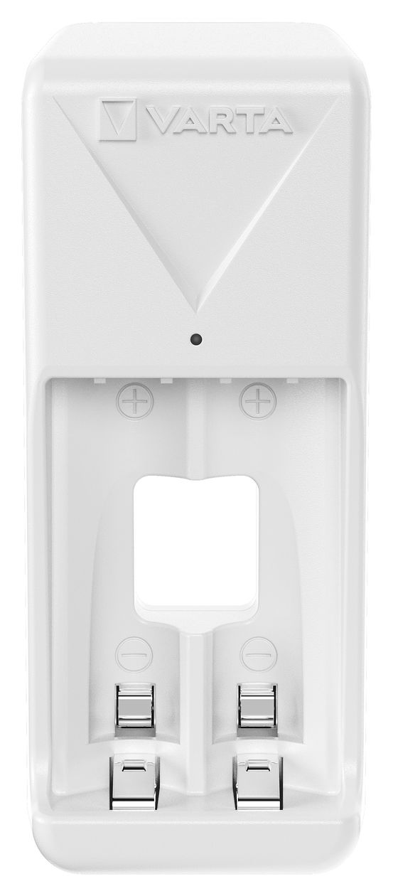 Akku Ladegerät, Batterieladegerät für wiederaufladbare Batterien, lädt 2 oder 4 AA/AAA gleichzeitig, Pocket Charger, kompakte Form, unbestückt, weiß 