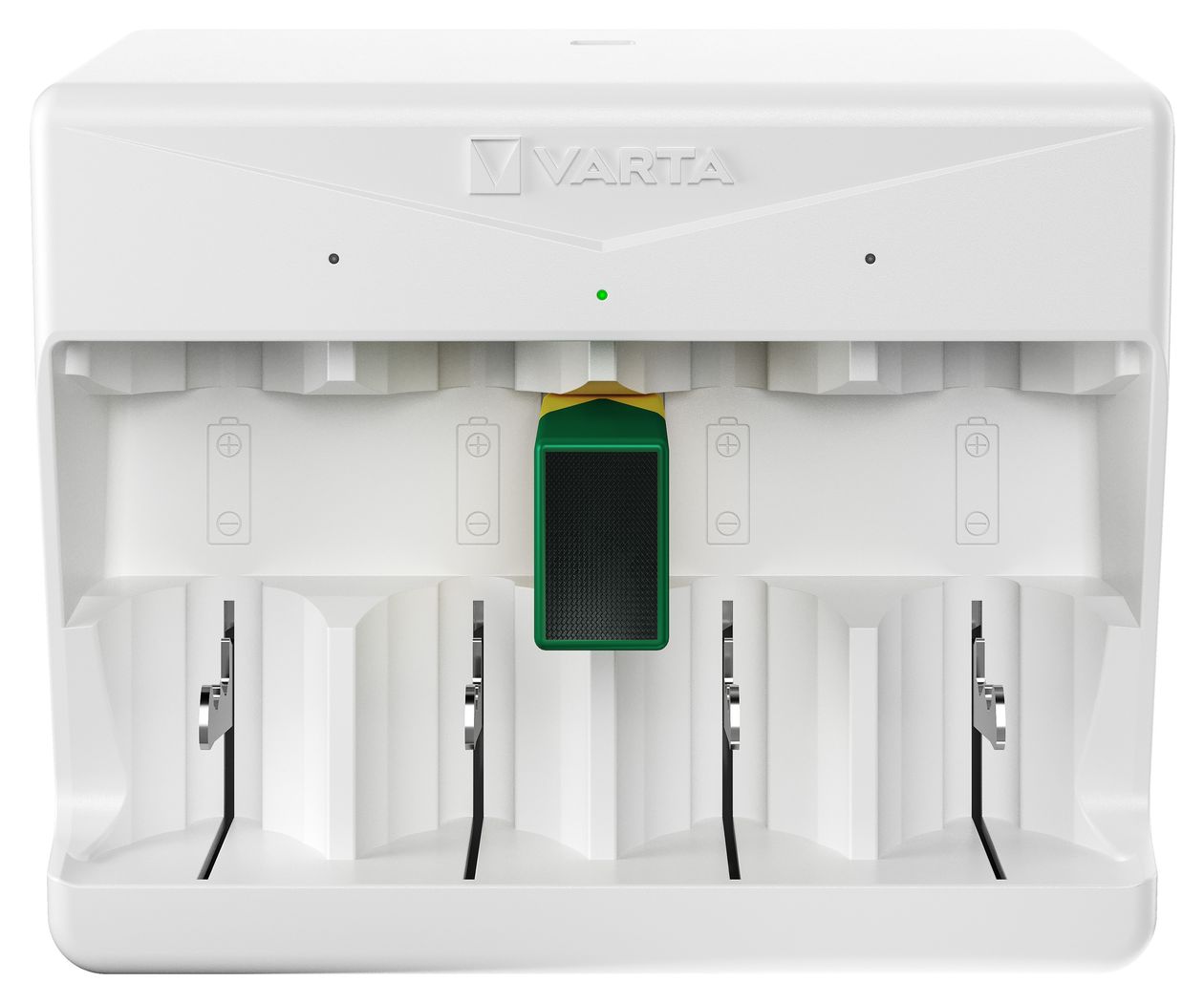 Akku Ladegerät, Batterieladegerät für wiederaufladbare Batterien, lädt 2 oder 4 AA, AAA, C, D oder 1x 9V gleichzeitig, Universal Charger, mit Sicherheitsabschaltung, unbestückt 