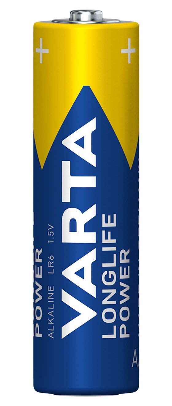 Batterien AA, 4 Stück, Longlife Power, Alkaline, 1,5V, ideal für Spielzeug, Funkmaus, Taschenlampen, Made in Germany 