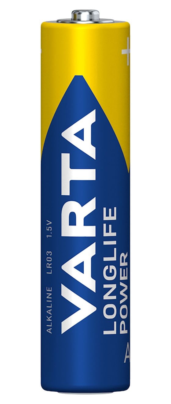 Batterien AAA, 4 Stück, Longlife Power, Alkaline, 1,5V, ideal für Spielzeug, Funkmaus, Taschenlampen, Made in Germany 