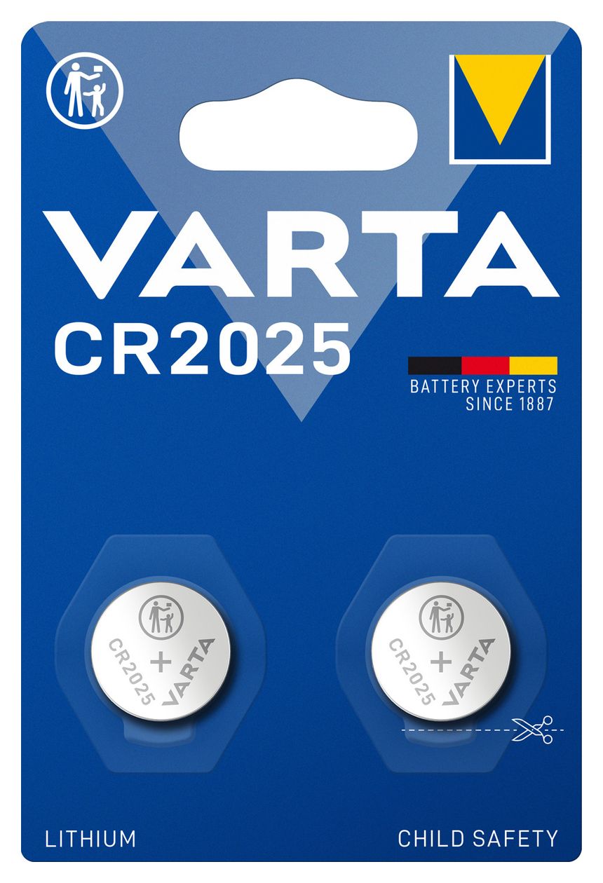 Lithium Coin Knopfzelle CR2025 Lithium 3 V 2 Stück  (Metallisch) 