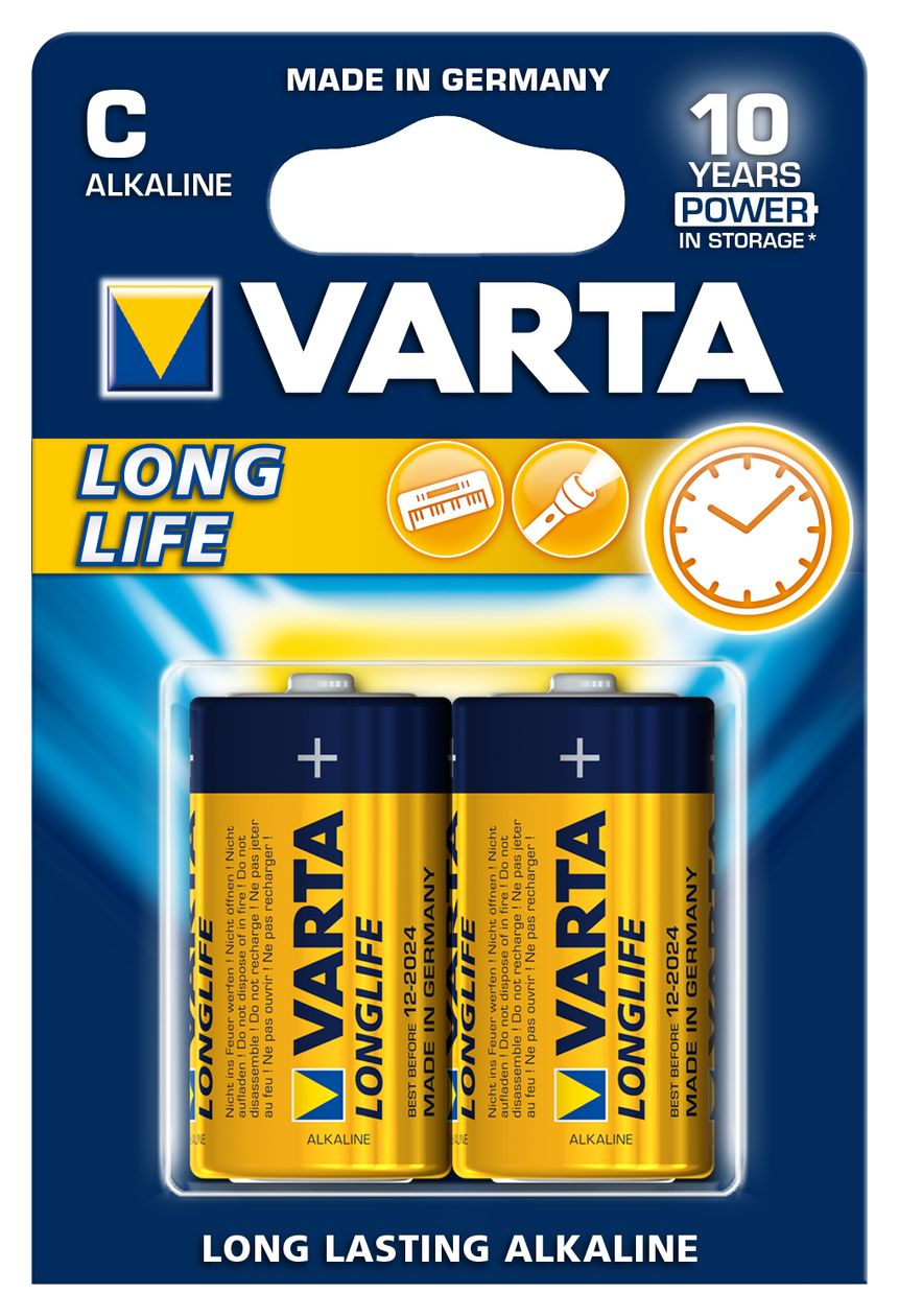 Longlife Batterie C Alkali 1,5 V 2 Stück  (Blau/Gelb) 