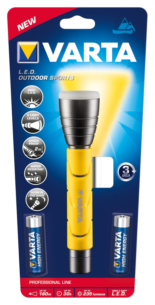 Outdoor Sports F20 Taschenlampe 2AA LED-Taschenlampe 235 Lumen 160m Leuchtweite max 30 Std. 