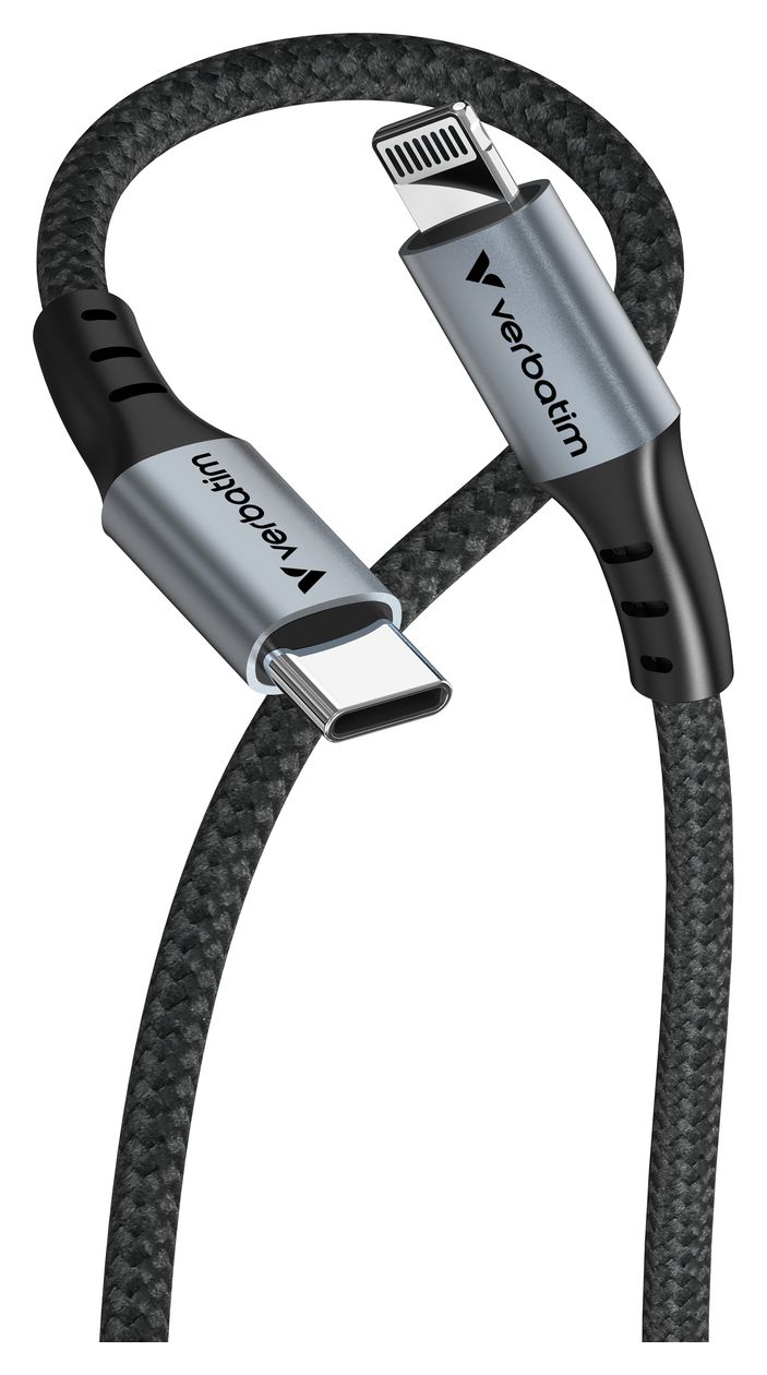 31844 Rundkabel Lightning auf USB C Männlich bis 60 W 1,2 m  (Schwarz) 