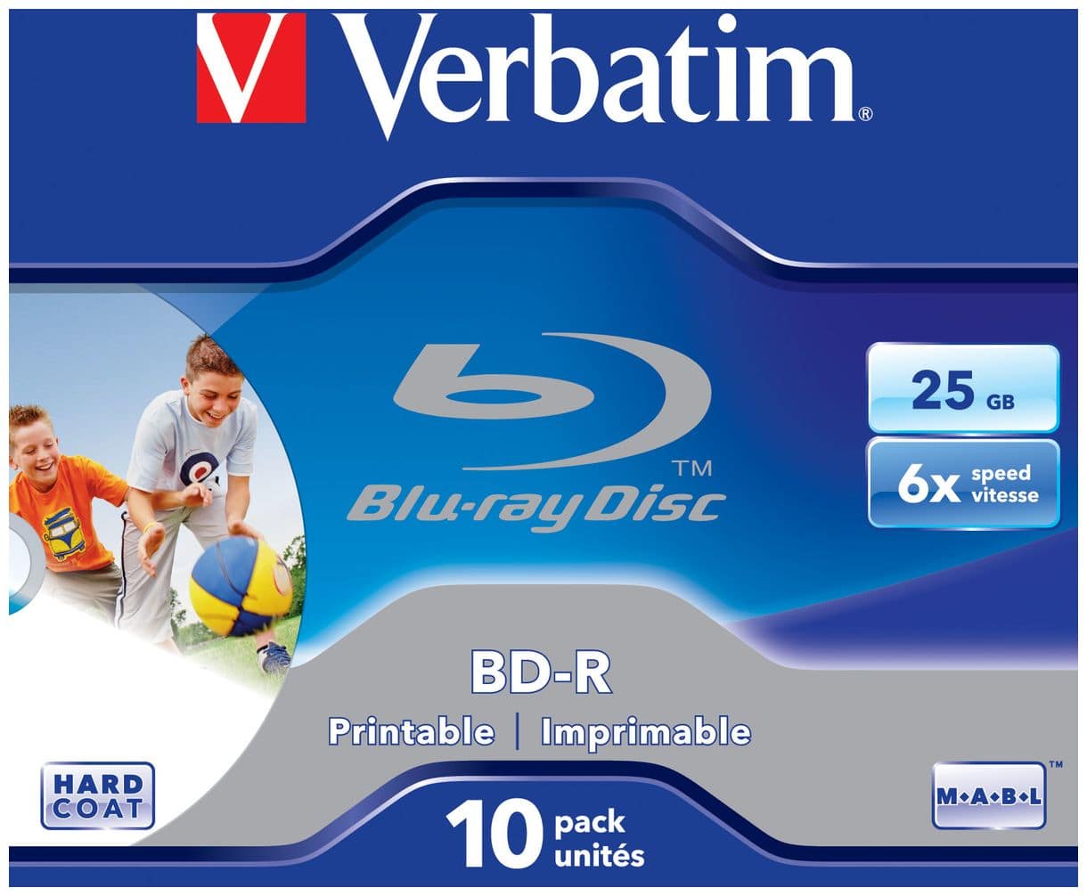 BD-R SL 25GB 6x Printable 10 Pack Jewel Case 