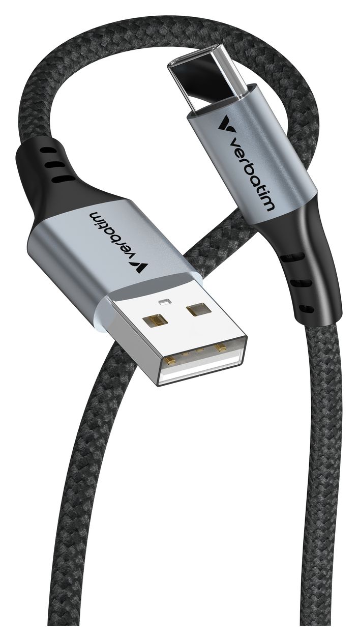 Sync & Charge 480 Mbit/s Stecker Rundkabel USB A auf USB C bis 18 W 1,2 m  (Schwarz) 