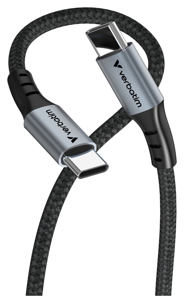 Sync & Charge 480 Mbit/s Stecker Rundkabel USB C auf USB C bis 100 W 1,2 m  (Schwarz) 