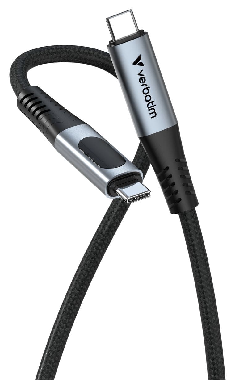 Sync & Charge Display 480 Mbit/s Stecker Rundkabel USB C auf USB C bis 100 W 1,2 m  (Schwarz) 
