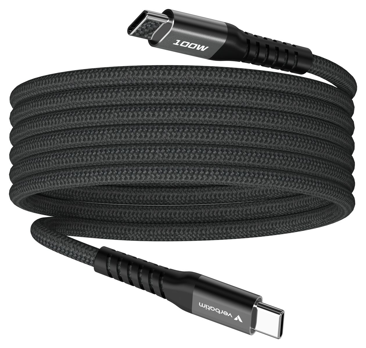 Sync & Charge Magnetic 480 Mbit/s Stecker Rundkabel USB C auf USB C bis 100 W 1,2 m  (Schwarz) 