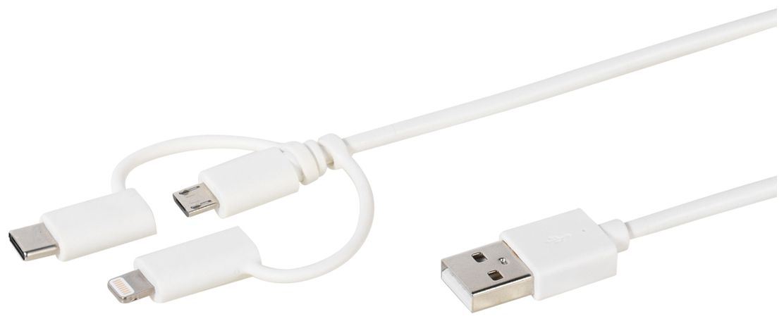 3in1 Ladekabelset, Micro USB, USB Type C, Lightning 