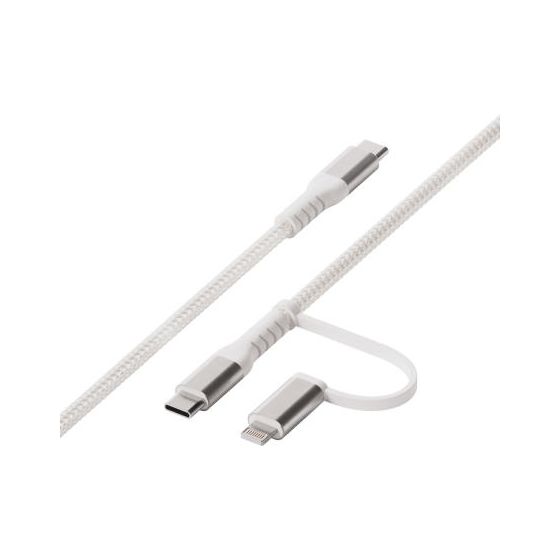 64216 Rundkabel USB C auf USB C/Lightning Männlich bis 100 W 1,2 m  (Weiß) 