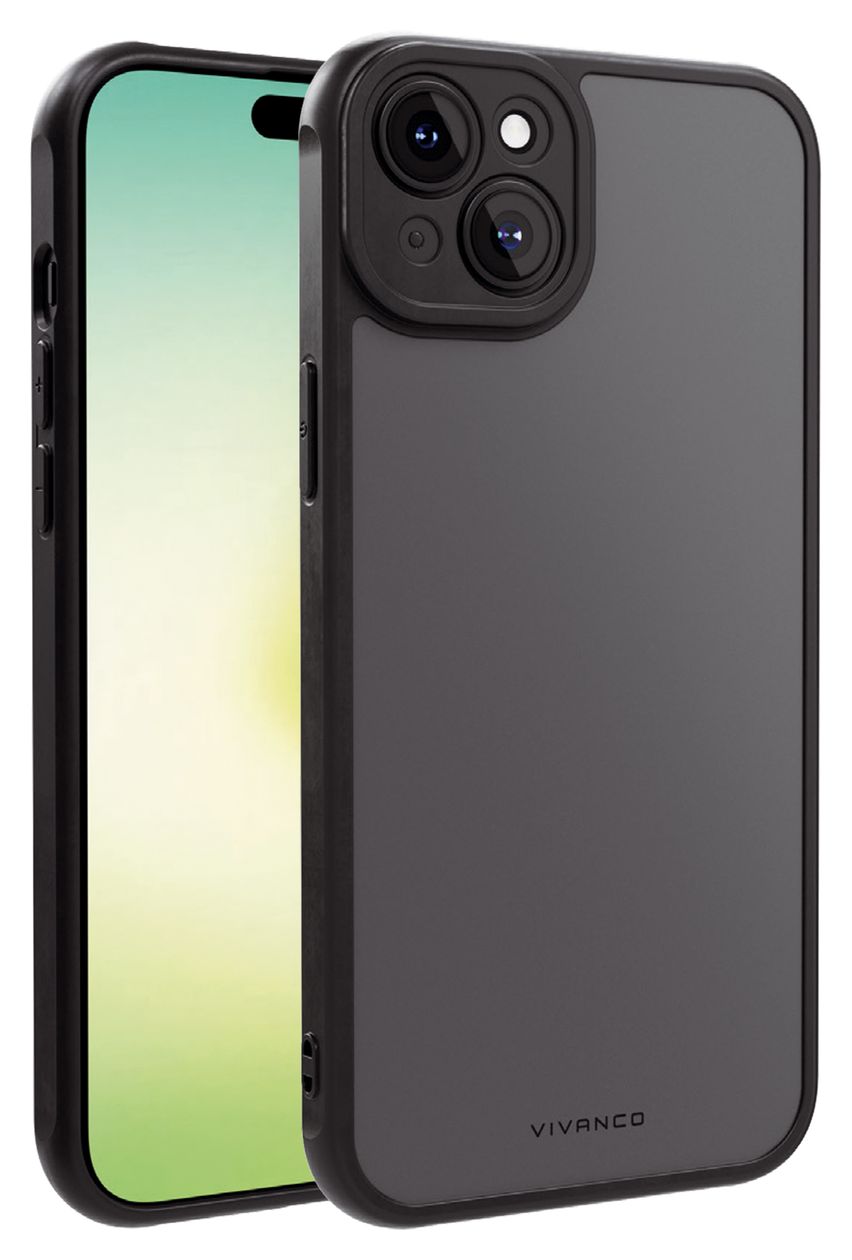 Frosted Cover für Apple iPhone 15 Plus (Schwarz, Transparent) 